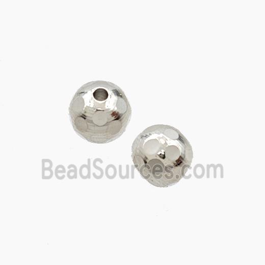 Copper Round Beads Faceted Platinum Plated