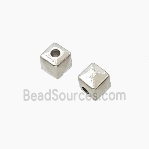 Copper Cube Beads Platinum Plated