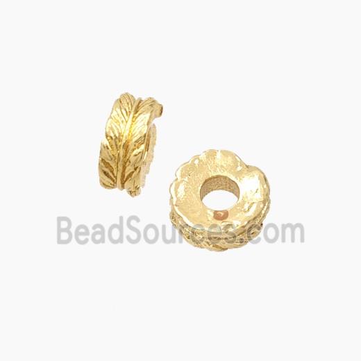 Copper Heishi Spacer Beads Feather Gold Plated
