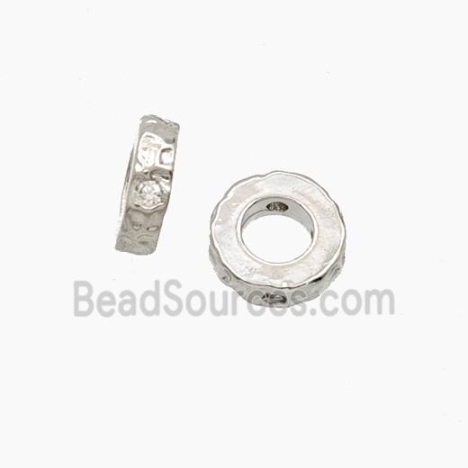 Copper Rings Beads Pave Zirconia Platinum Plated