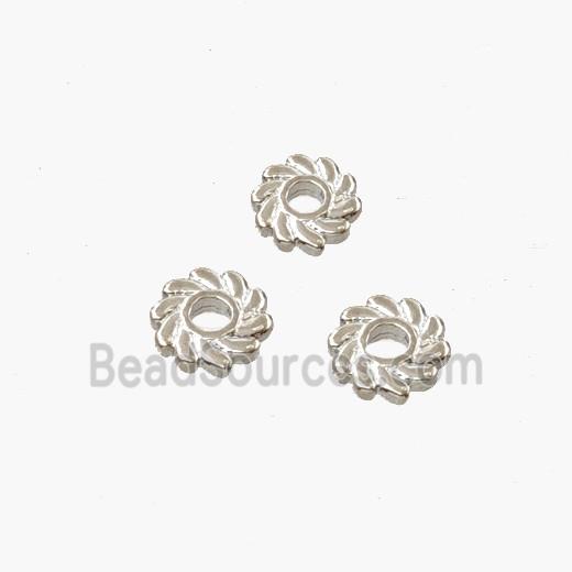 Copper Flower Spacer Beads Platinum Plated