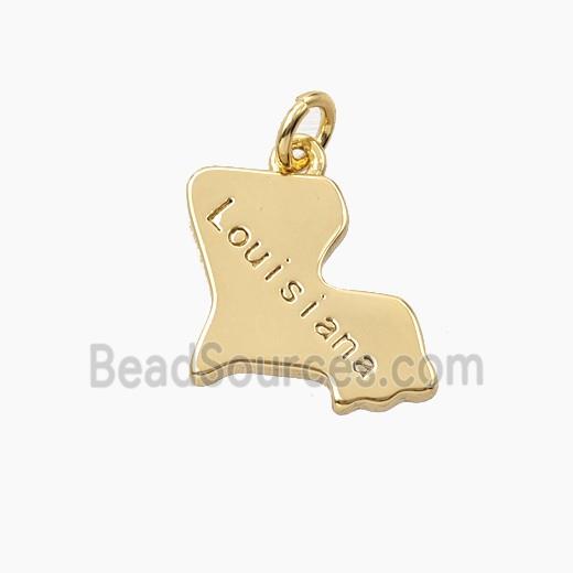 Copper Maps Of Louisiana Pendant Gold Plated