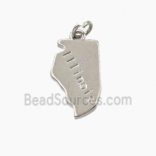 Copper Maps Of illinois Pendant Platinum Plated