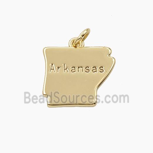 Copper Maps Of Arkansas Pendant Gold Plated