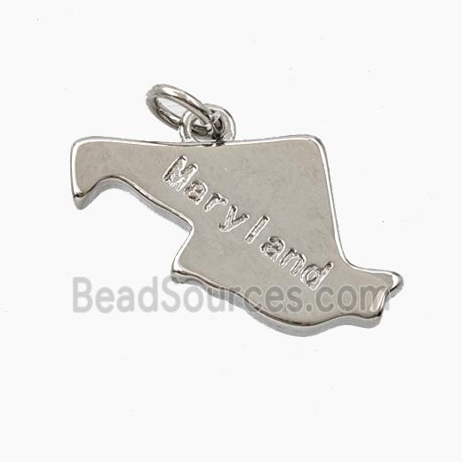 Copper Maps Of Maryland Pendant Platinum Plated