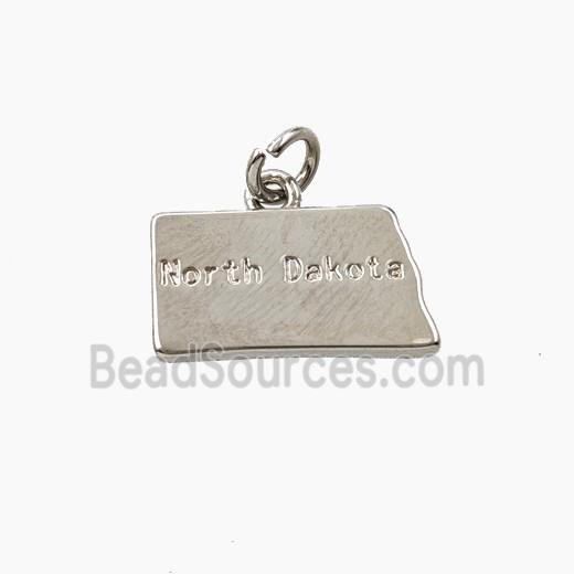 Copper Maps Of North Dakota Pendant Platinum Plated