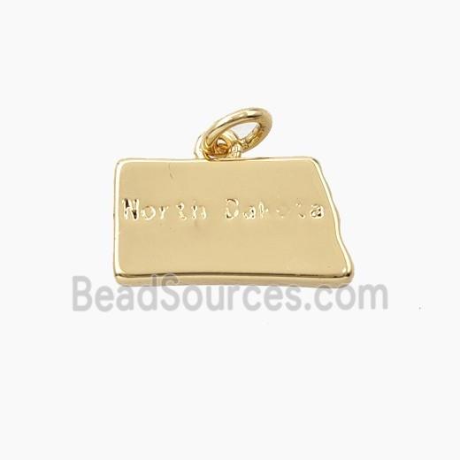 Copper Maps Of North Dakota Pendant Gold Plated