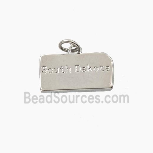 Copper Maps Of South Dakota Pendant Platinum Plated