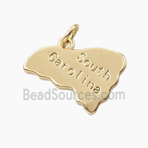 Copper Maps Of South Carolina Pendant Gold Plated