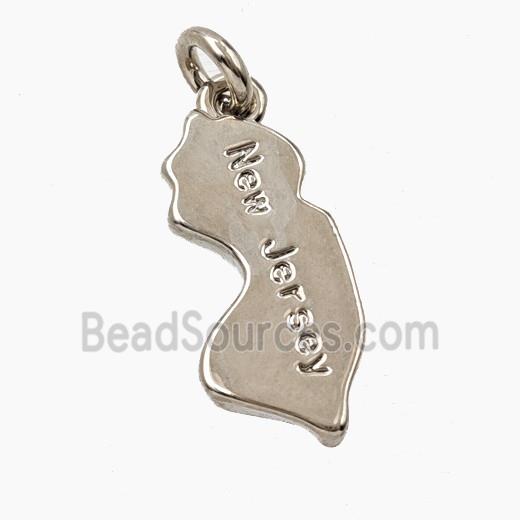Copper Maps Of New Jersey Pendant Platinum Plated