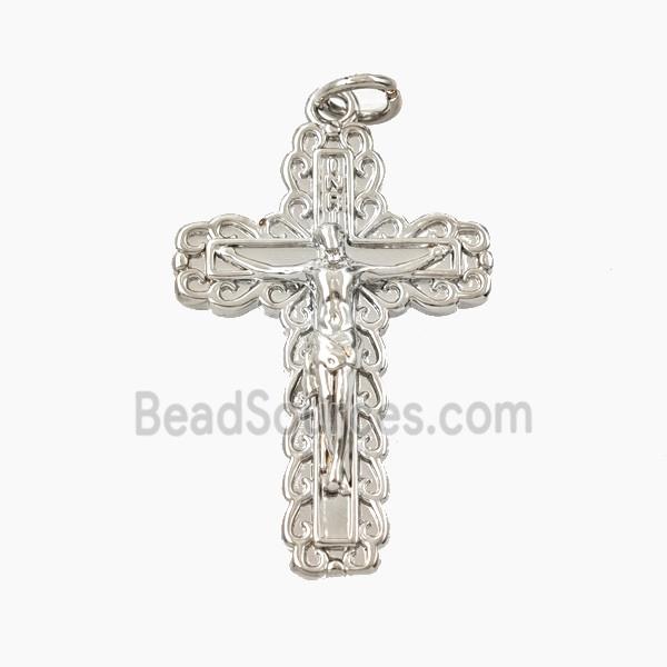 Copper Crucifix Cross Pendant Jesus Platinum Plated