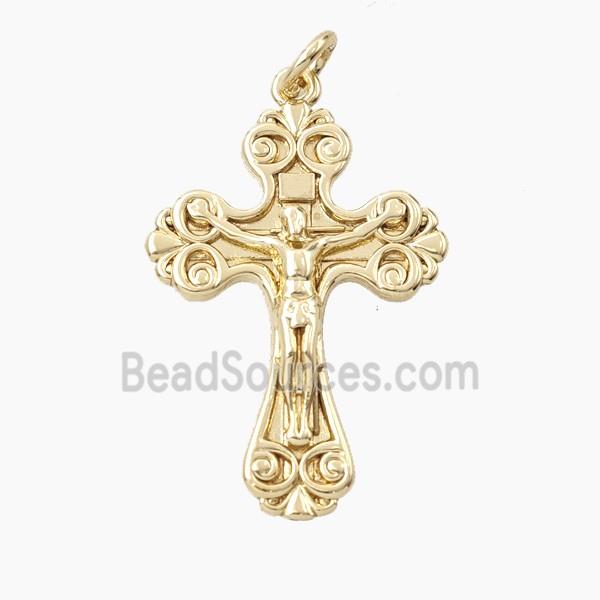 Copper Crucifix Cross Pendant Jesus Gold Plated