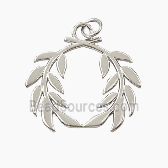Copper Laurel Wreath Pendant Platinum Plated