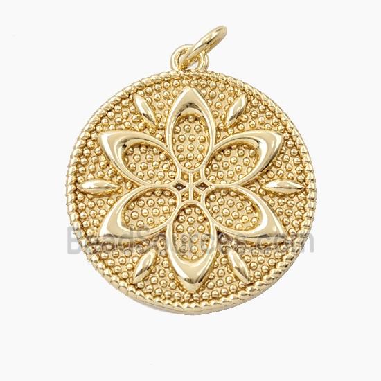 Copper Mandala Flower Pendant Gold Plated