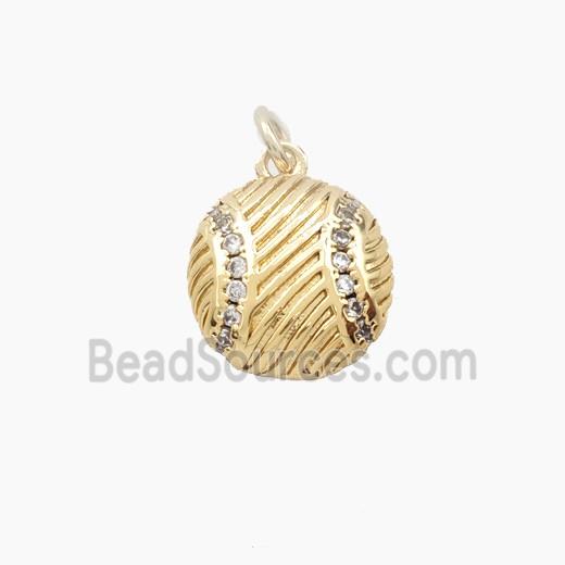 Copper Baseball Pendant Pave Zirconia Sports Gold Plated