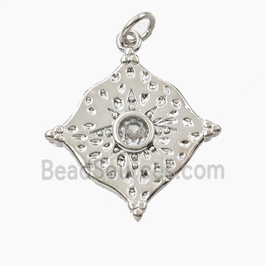 Copper Star Pendant Pave Zirconia Platinum Plated