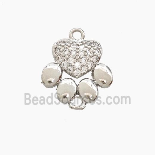 Copper Paws Connector Pave Zirconia Platinum Plated