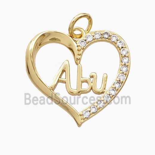 Copper Pendant Pave Zircon, Gold Plated