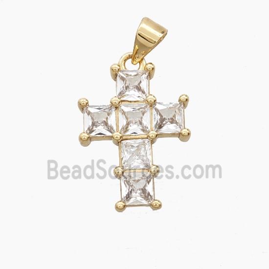 Copper Cross Pendant Pave Zirconia Gold Plated