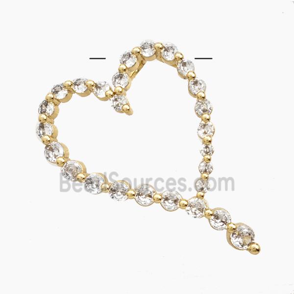 Copper Heart Pendant Pave Zirconia Gold Plated