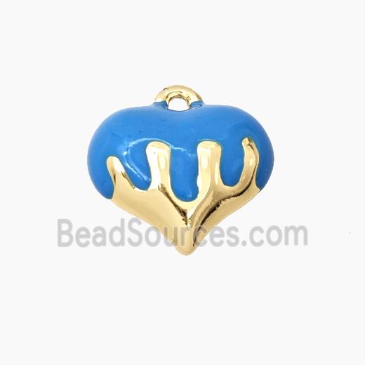 Copper Heart Pendant Blue Enamel Gold Plated