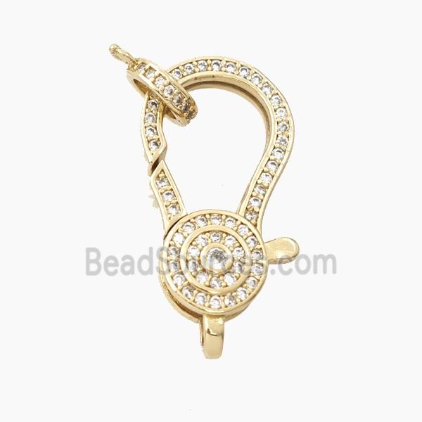 Copper Lobster Clasp Pave Zirconia Gold Plated