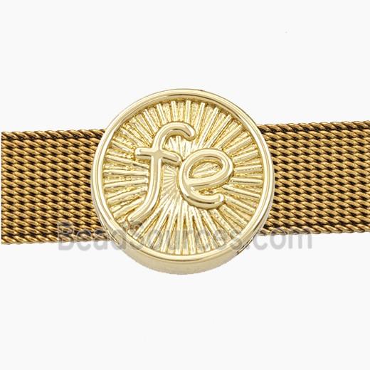 Copper Fe Beads Flat Hole Coin Gold Plated