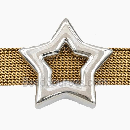 Copper Star Beads Flat Hole Platinum Plated
