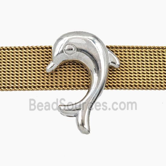 Copper Dolphin Beads Flat Hole Platinum Plated