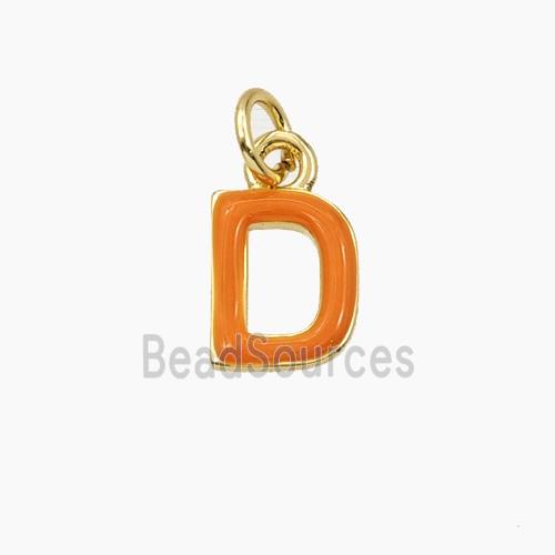 Copper Letter-D Pendant Enamel Gold Plated