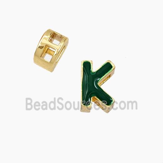 Copper Letter-K Beads Enamel 2Holes Gold Plated
