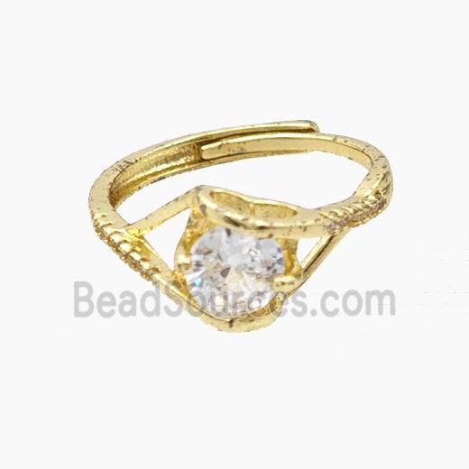 Copper Rings Pave Zirconia Adjustable Gold Plated