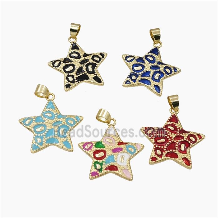 Copper Star Pendant Enamel Bohemia Style Gold Plated Mixed