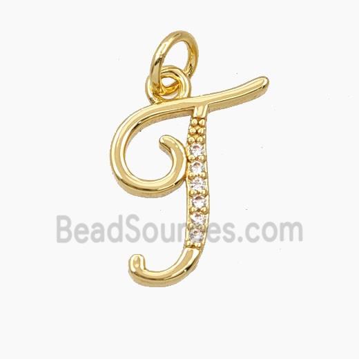 Copper Letter-J Pendant Pave Zirconia Gold Plated