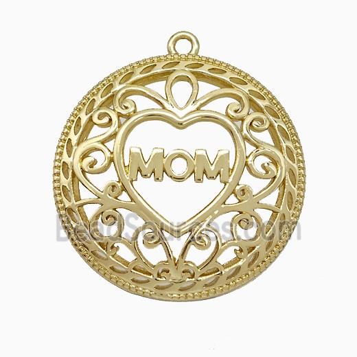 Copper Heart Mom Pendant Gold Plated