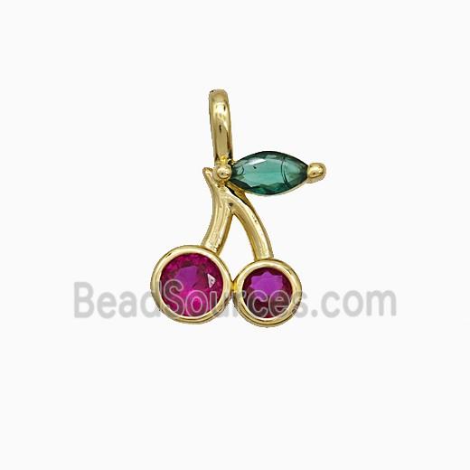 Copper Cherry Pendant Pave Zirconia Gold Plated