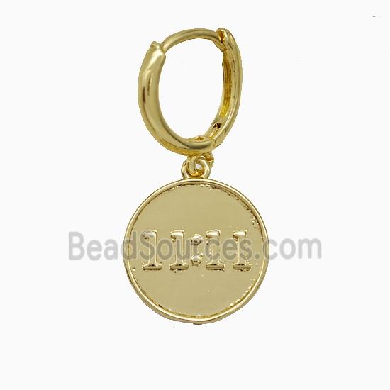 Copper Double Eleven Hoop Earrings Number 11 Gold Plated