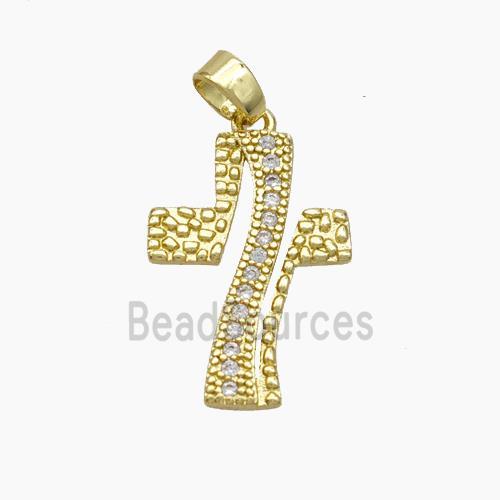 Copper Cross Pendant Pave Zirconia Gold Plated