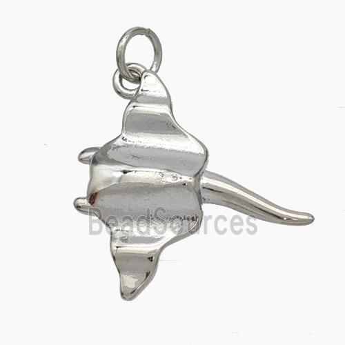 Copper Ocean Whale Manta Ray Pendant Platinum Plated