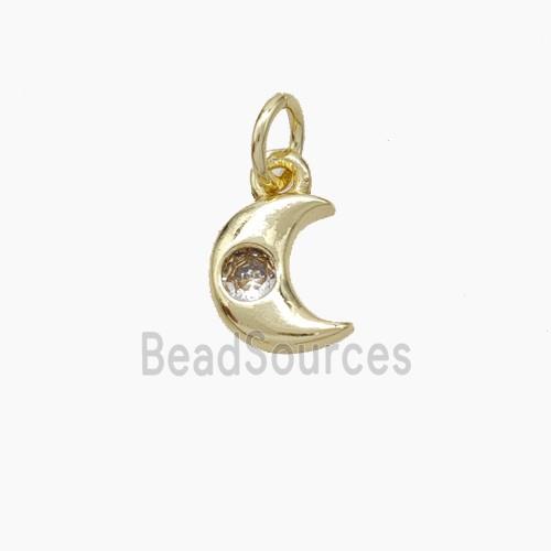 Copper Moon Pendant Pave Zirconia Gold Plated