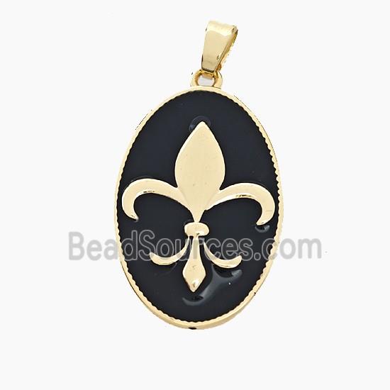 Enamel Copper Pendant, Gold plated
