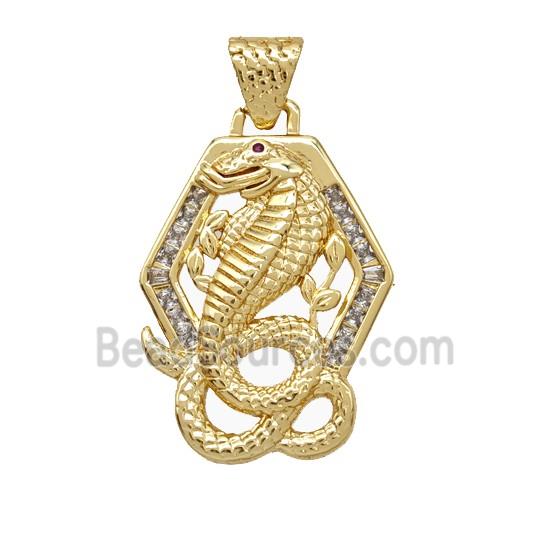 Copper Snake Pendant Pave Zirconia 18K Gold Plated