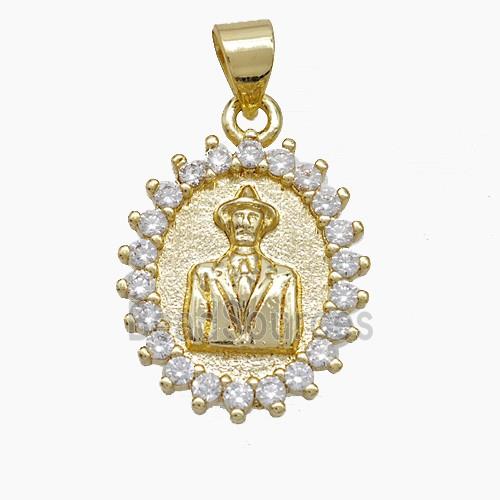 Copper Leader Pendant Pave Zirconia Gold Plated