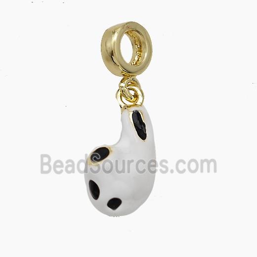 Copper Earplug Charms Pendant White Enamel Gold Plated