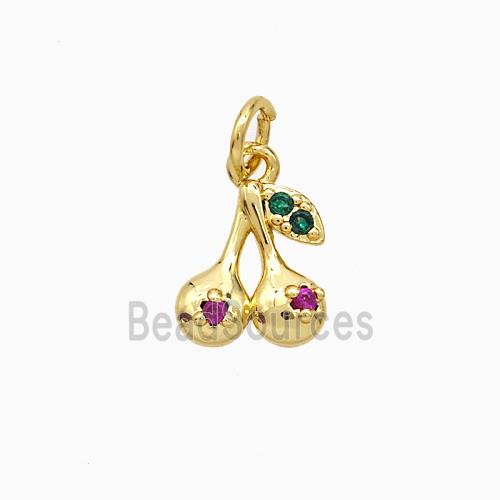 Copper Cherry Pendant Pave Zirconia Gold Plated