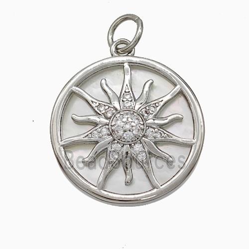 Copper Sun Pendant Pave Zirconia Platinum Plated