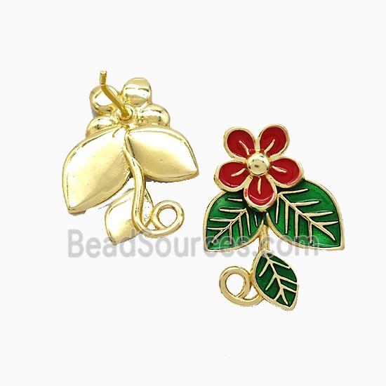 Copper Earring Pave Zircon, Gold Plated