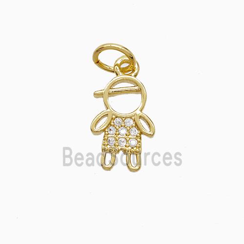 Copper Kids Boy Pendant Pave Zirconia 18K Gold Plated