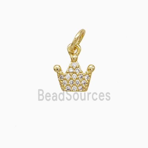 Copper Crown Pendant Pave Zirconia 18K Gold Plated