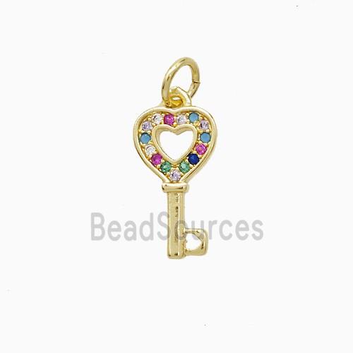 Copper Key Pendant Pave Zirconia 18K Gold Plated